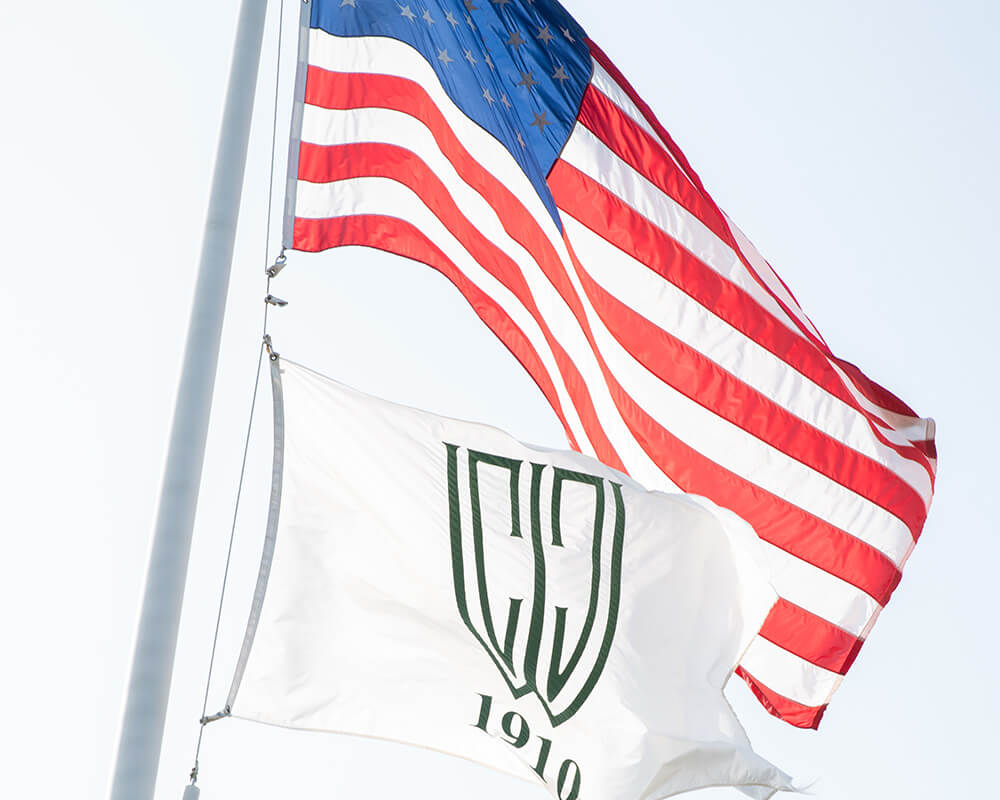 American and Wellesley flags